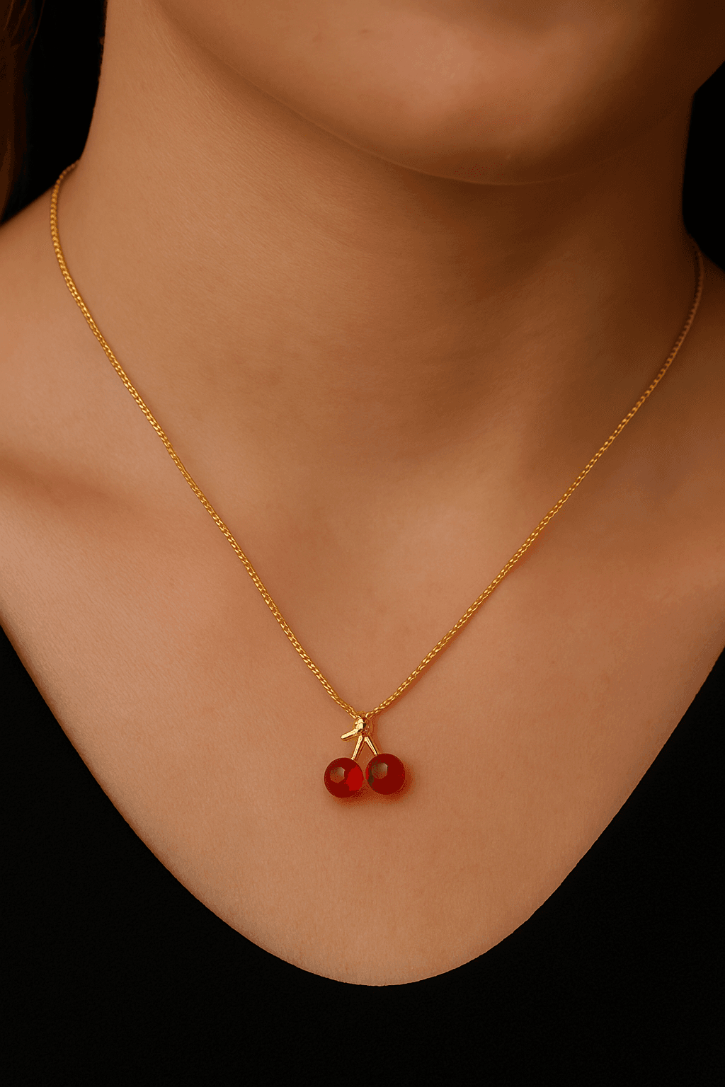 Crimson Bloom Necklace – Cherry-Inspired Jewelry view 2