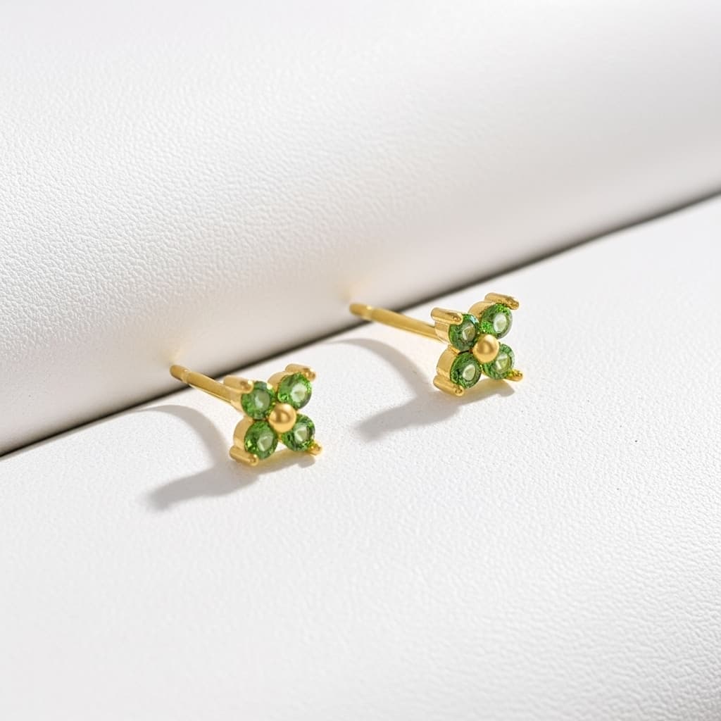 Emerald Stud Earrings – Renewal & Elegance Jewelry view 3