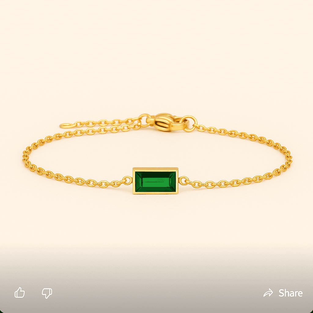 Forest Bracelet – Emerald Green Crystal on Gold Stainless Steel
