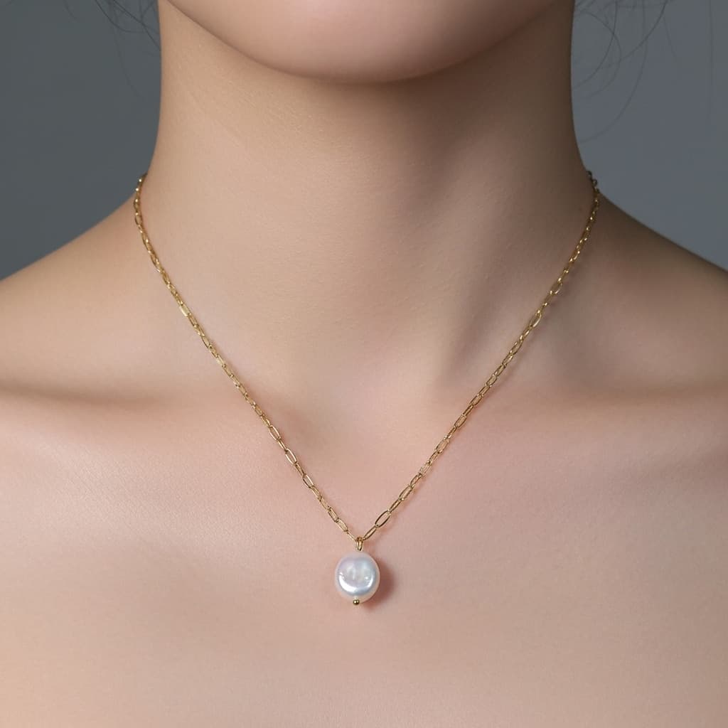 Baroque Pearl Pendant Necklace – Luxury Stainless Steel view 2