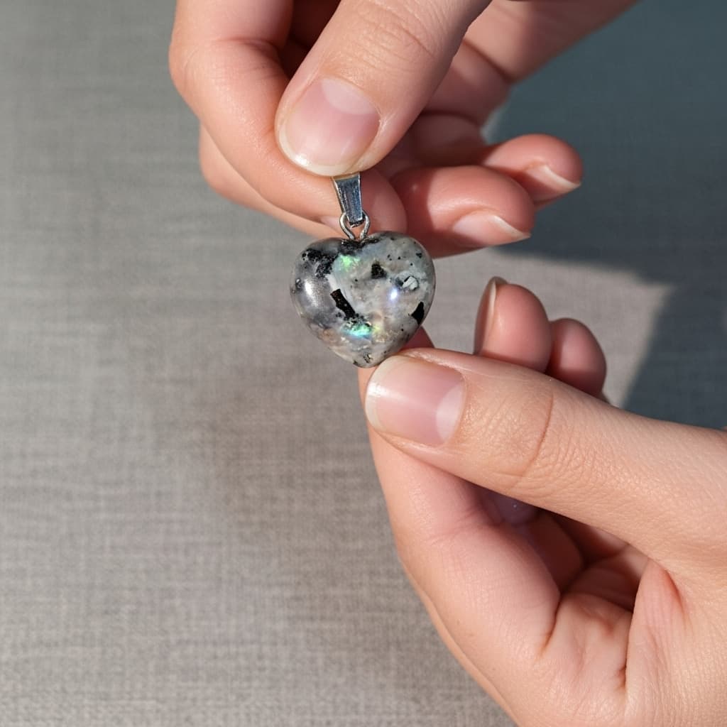 Labradorite Heart Necklace – Stone of Transformation & Intuition view 10