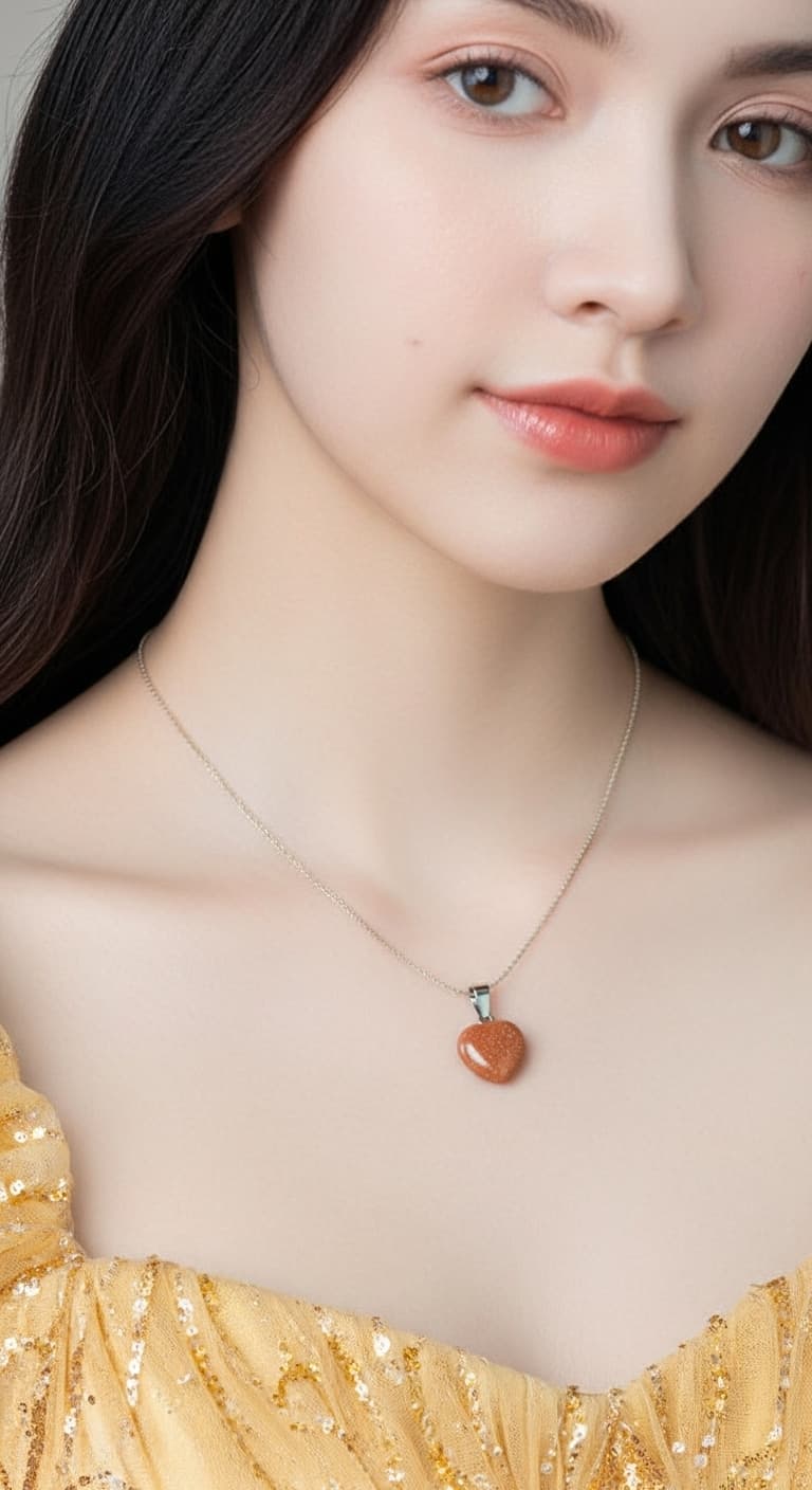 Gold Sandstone Heart Necklace – Stone of Ambition view 3