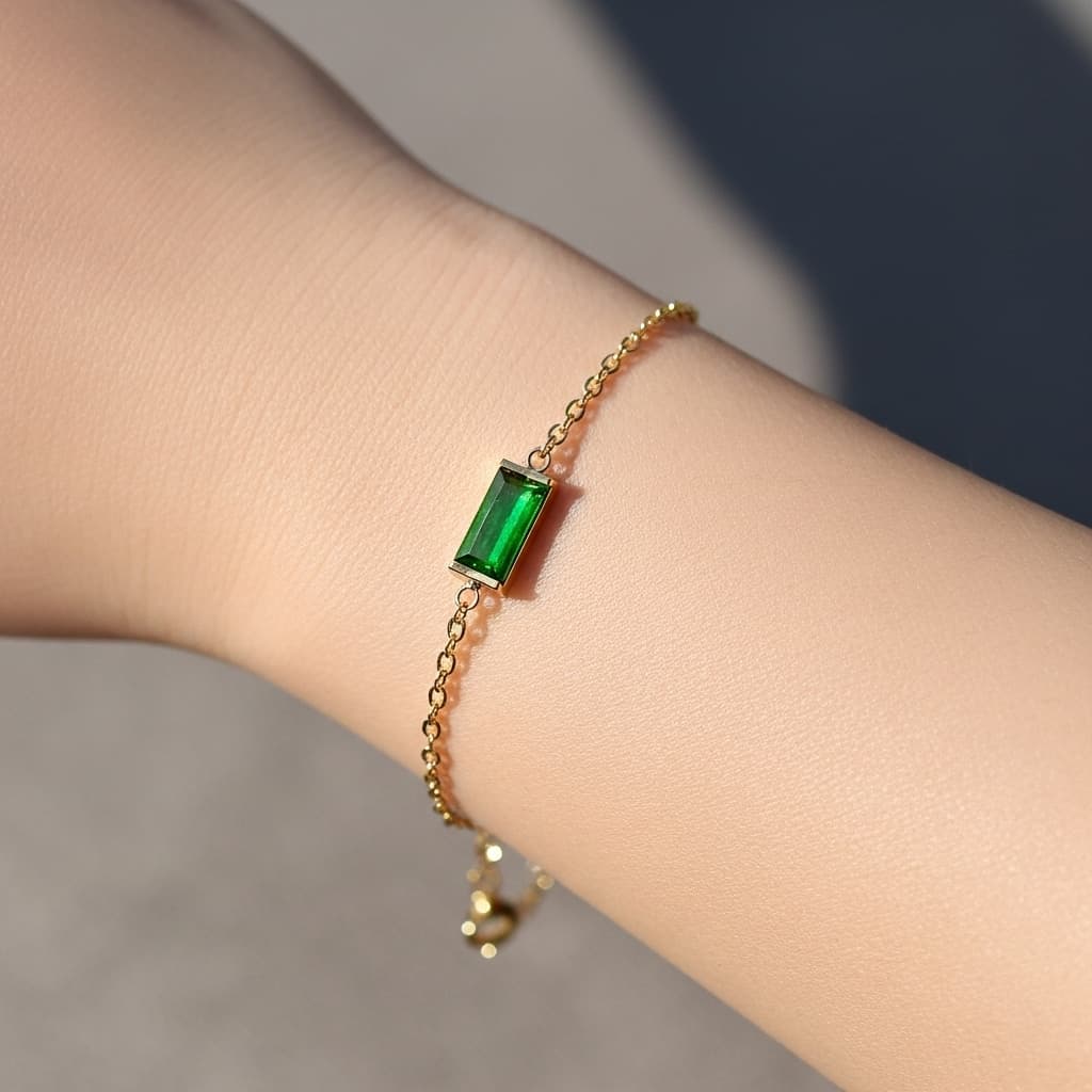 Forest Bracelet – Emerald Green Crystal on Gold Stainless Steel view 2