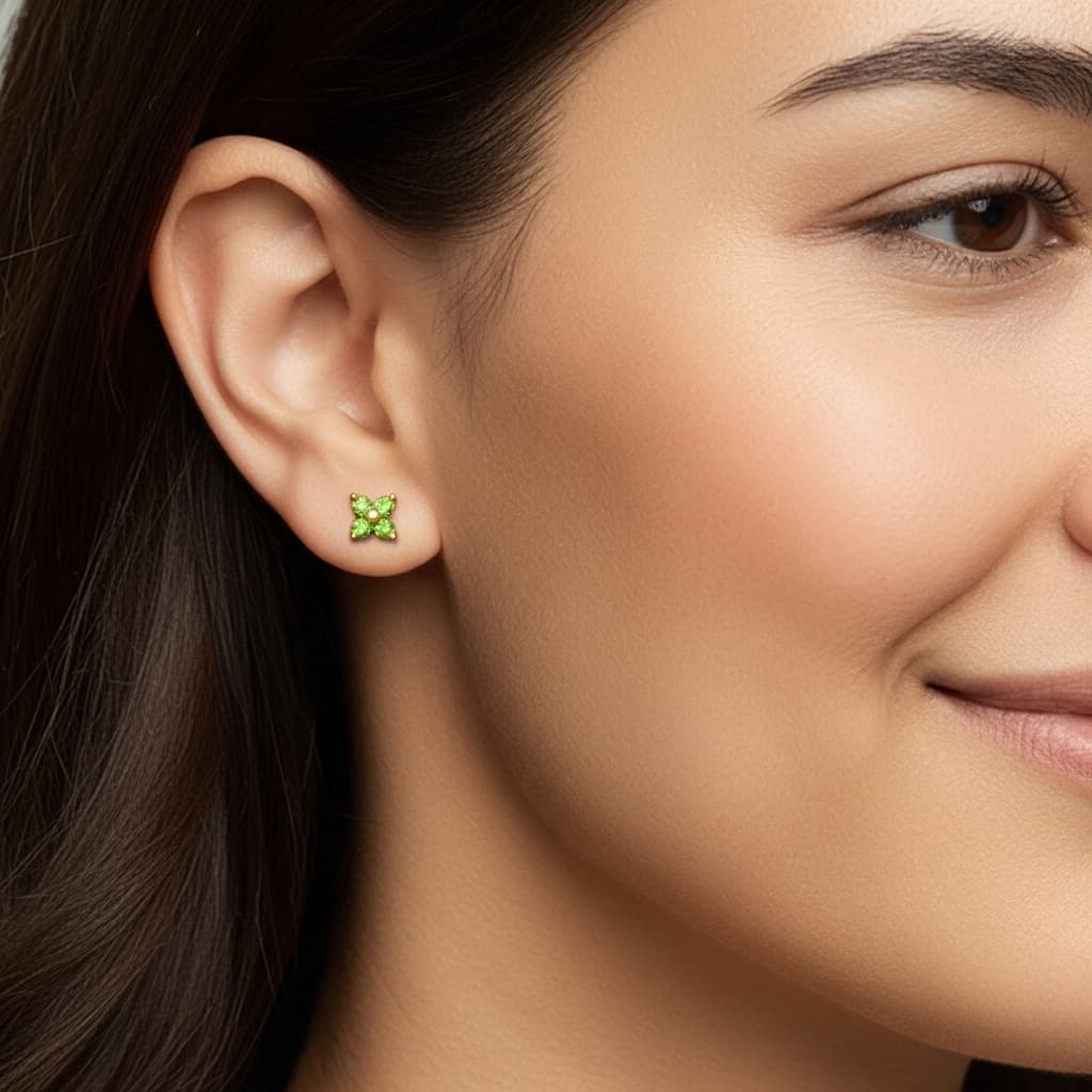 Emerald Stud Earrings – Renewal & Elegance Jewelry view 2