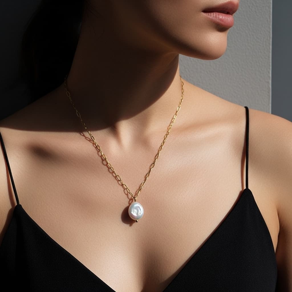 Baroque Pearl Pendant Necklace – Luxury Stainless Steel