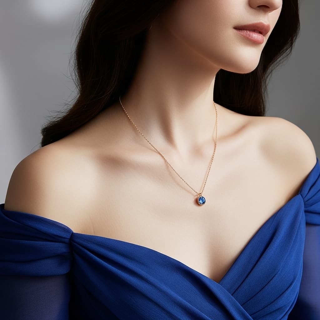 Light Sapphire Necklace – Serenity & Elegance view 7