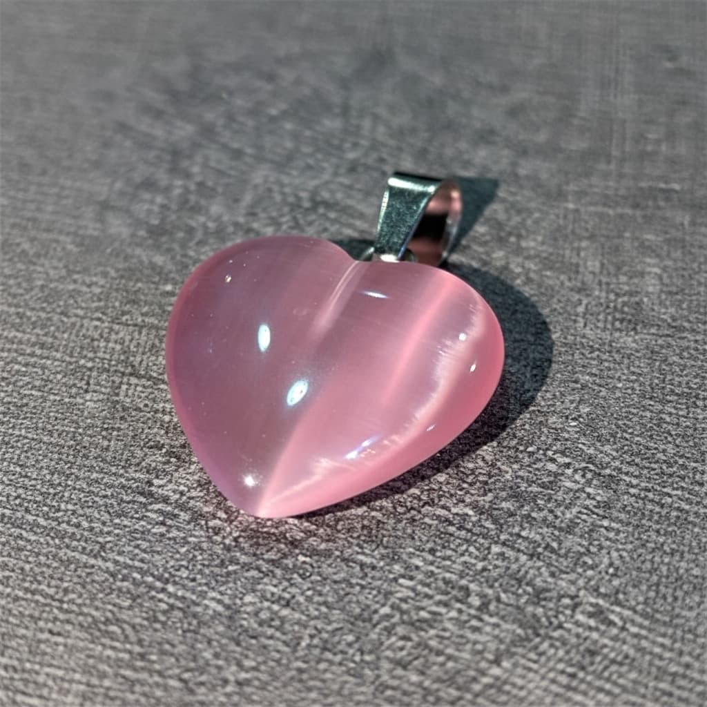 Pink Cat Eye Pendant – Romantic Natural Stone view 9