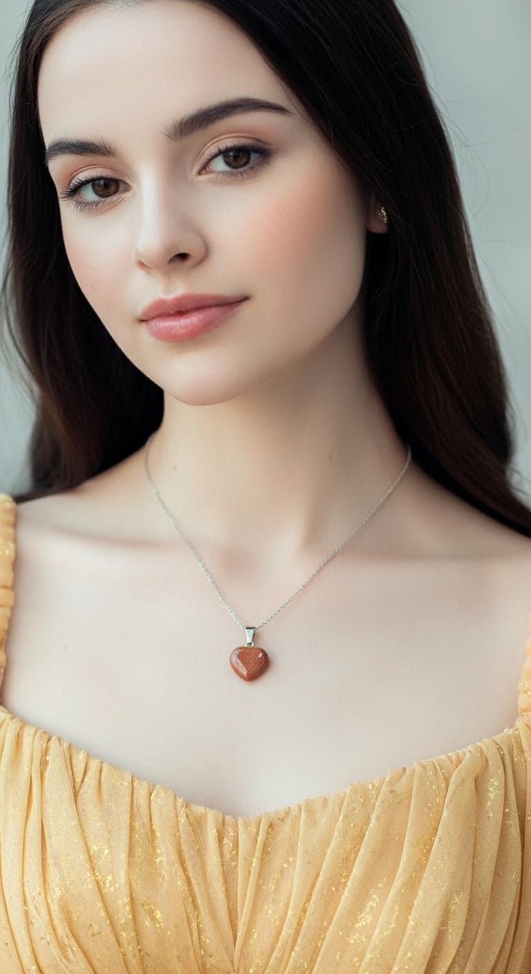 Gold Sandstone Heart Necklace – Stone of Ambition view 5