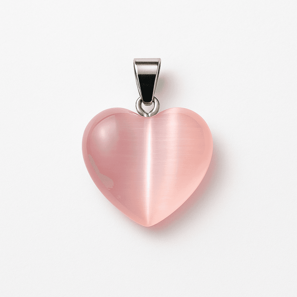 Pink Cat Eye Pendant – Romantic Natural Stone view 8