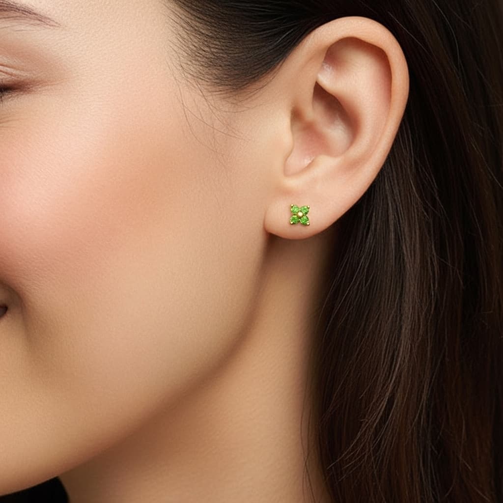 Emerald Stud Earrings – Renewal & Elegance Jewelry view 4