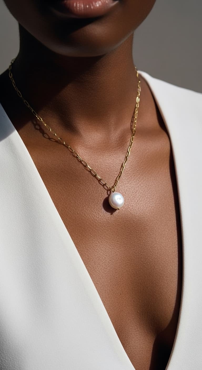 Baroque Pearl Pendant Necklace – Luxury Stainless Steel view 5