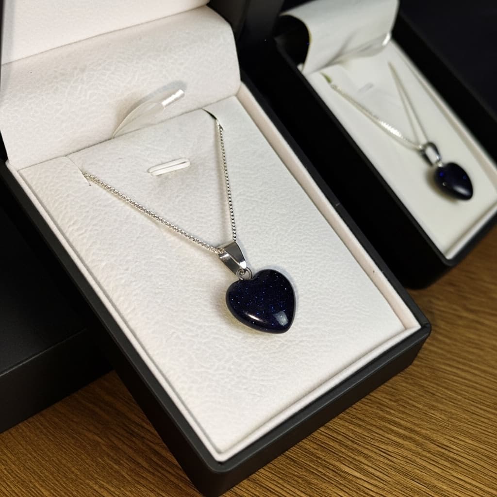 Blue Sandstone Heart Necklace – Stone of Ambition view 3