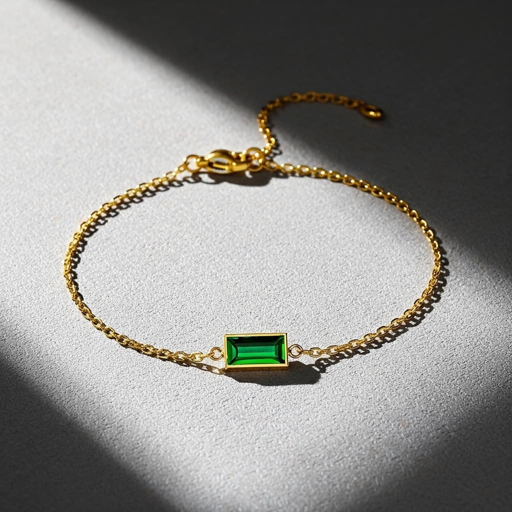 Forest Bracelet – Emerald Green Crystal on Gold Stainless Steel view 6