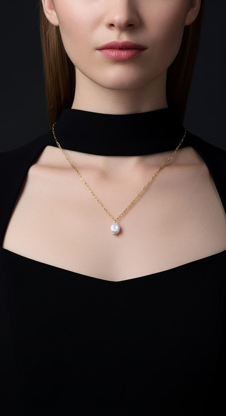 Baroque Pearl Pendant Necklace – Luxury Stainless Steel view 7