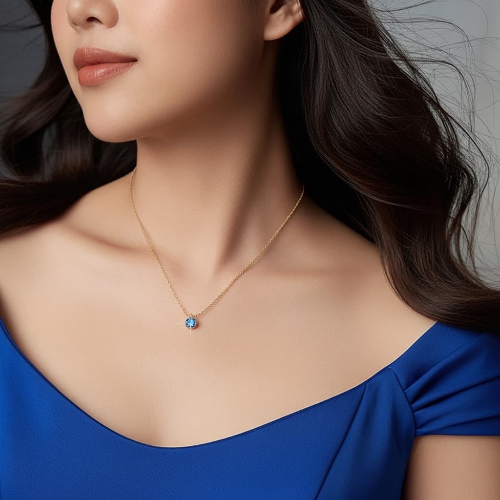 Light Sapphire Necklace – Serenity & Elegance view 5