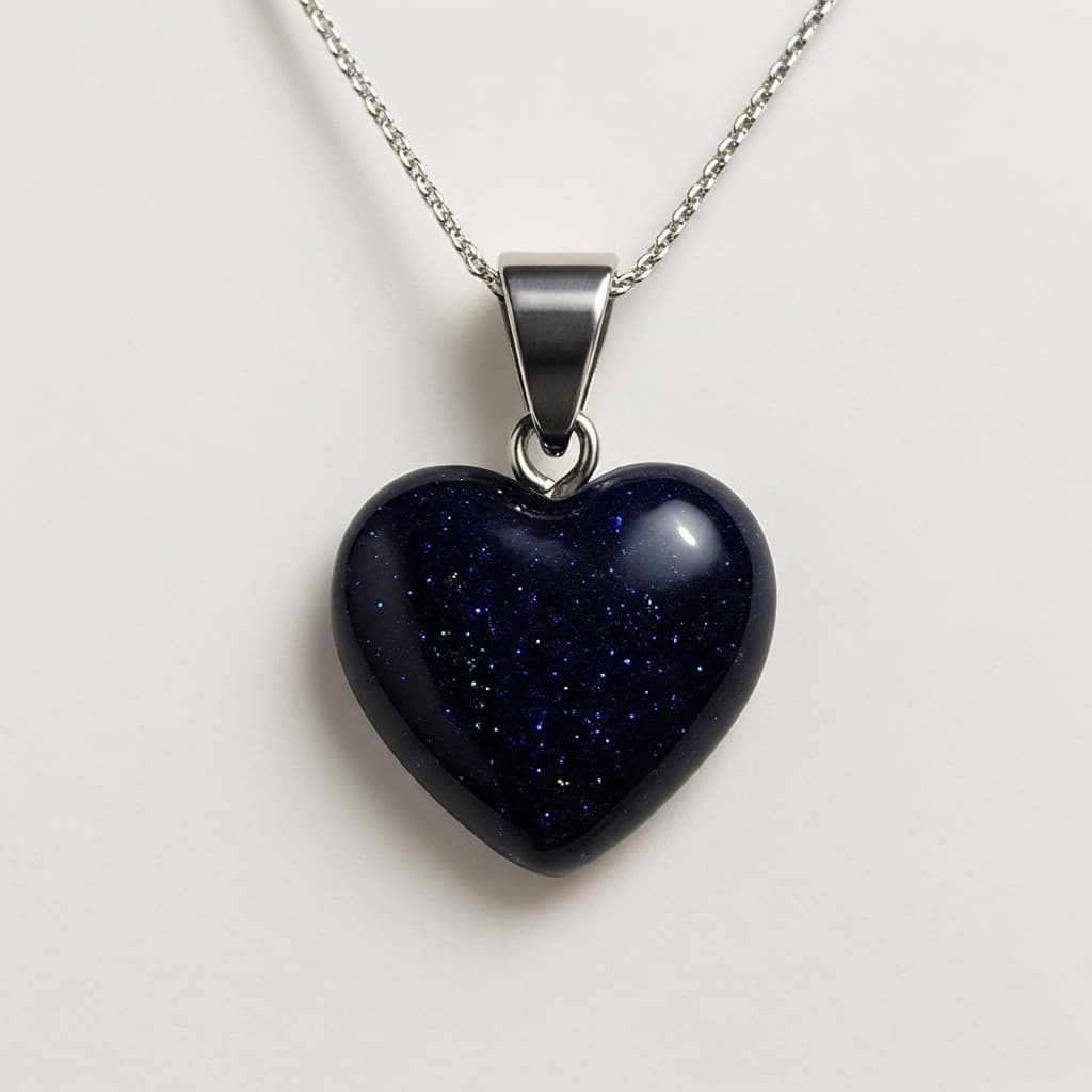 Blue Sandstone Heart Necklace – Stone of Ambition view 10