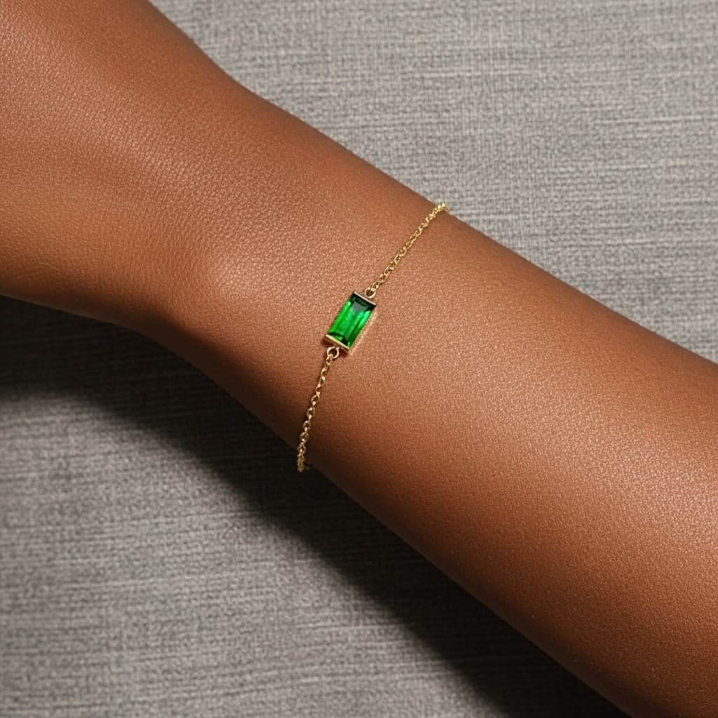 Forest Bracelet – Emerald Green Crystal on Gold Stainless Steel view 7