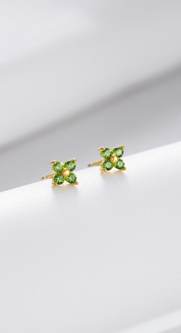 Emerald Stud Earrings – Renewal & Elegance Jewelry view 6