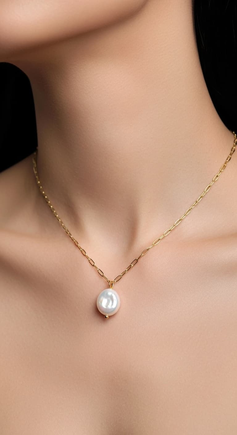 Baroque Pearl Pendant Necklace – Luxury Stainless Steel view 8