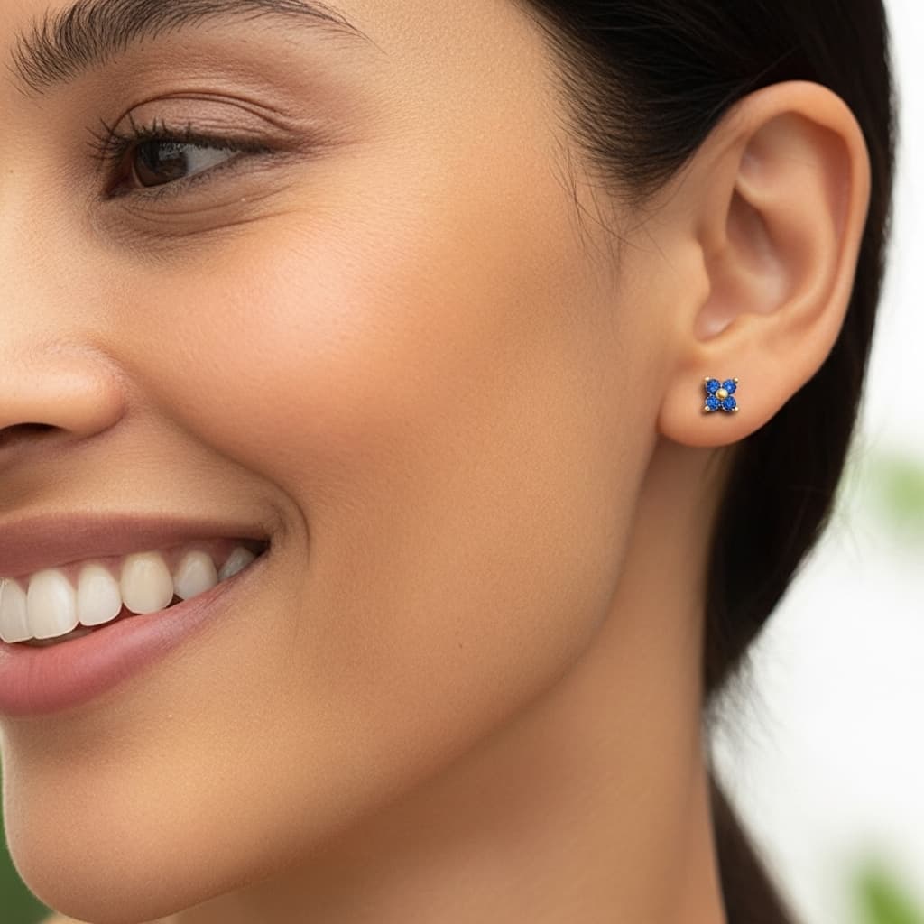 Sapphire Stud Earrings – Wisdom & Elegance Jewelry view 3