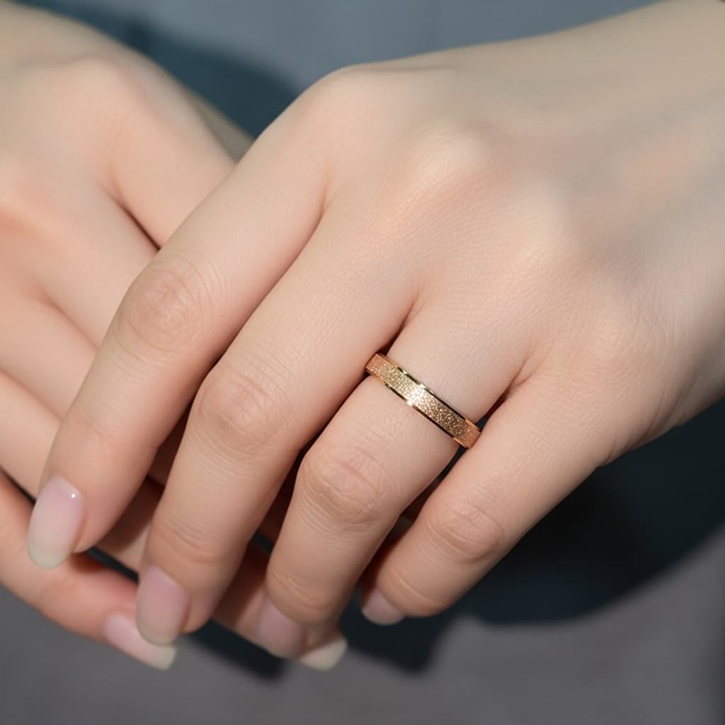 Rose Gold Sparkle Ring – Stainless Steel Luxury Band view 10