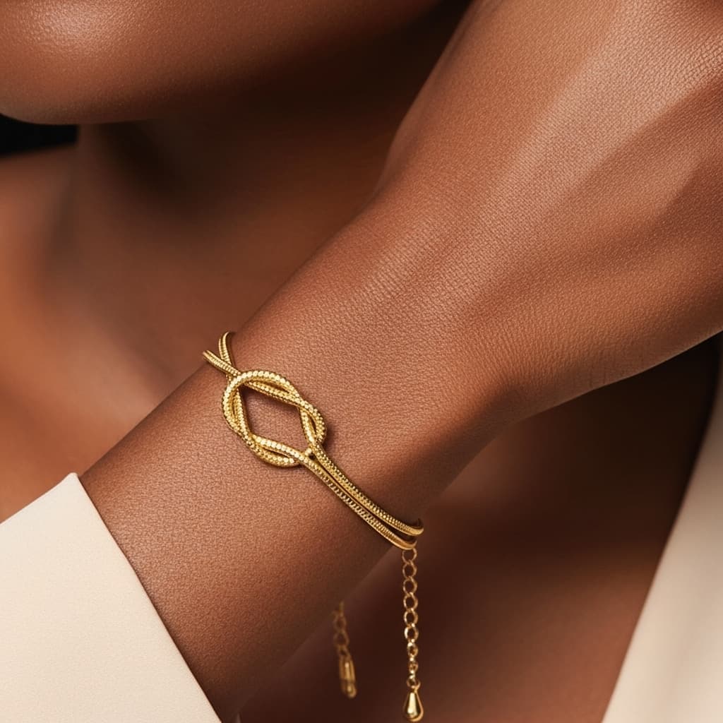 Gold Knot Bracelet – Elegant Stainless Steel Jewelry view 7