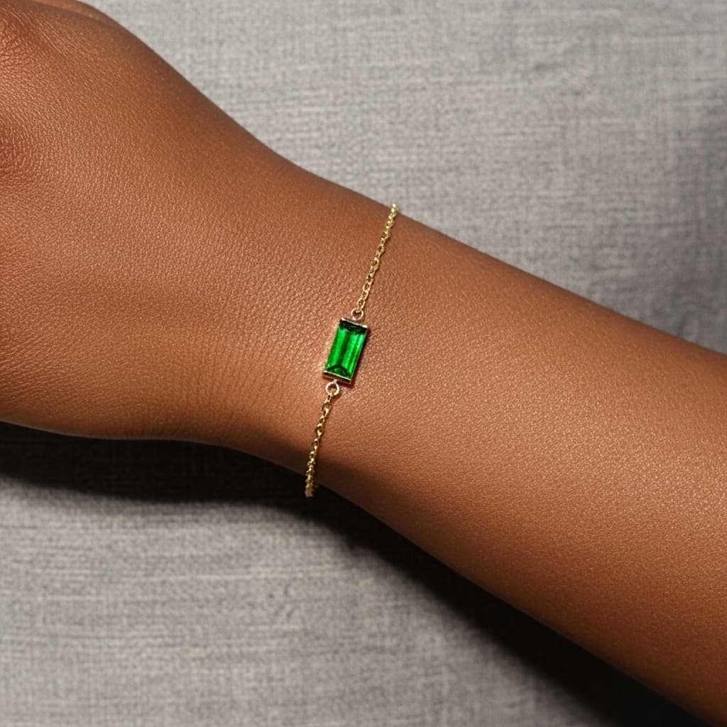 Forest Bracelet – Emerald Green Crystal on Gold Stainless Steel view 5
