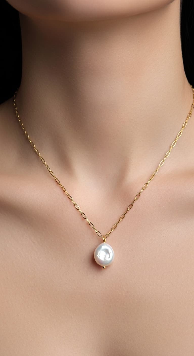 Baroque Pearl Pendant Necklace – Luxury Stainless Steel view 6