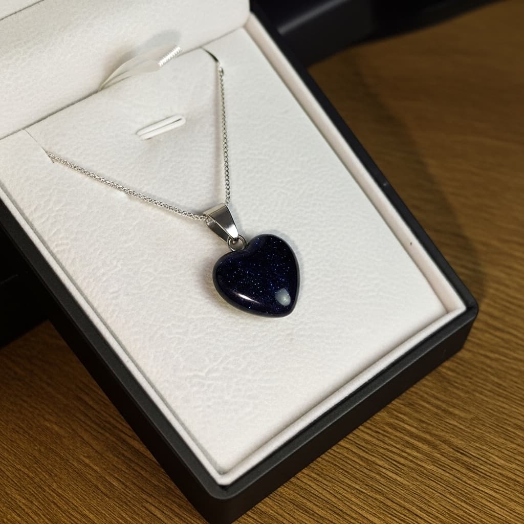 Blue Sandstone Heart Necklace – Stone of Ambition view 9