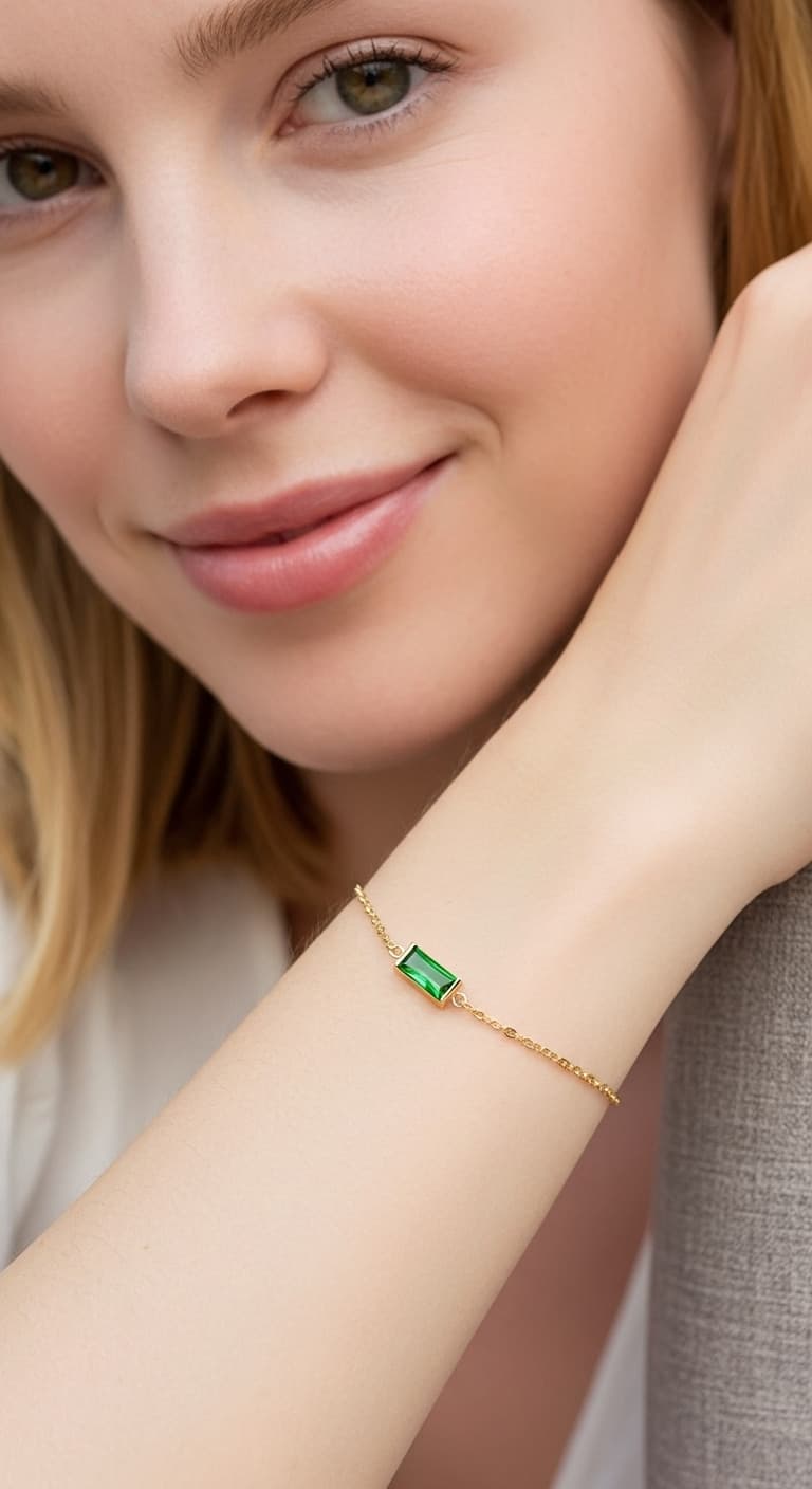 Forest Bracelet – Emerald Green Crystal on Gold Stainless Steel view 3