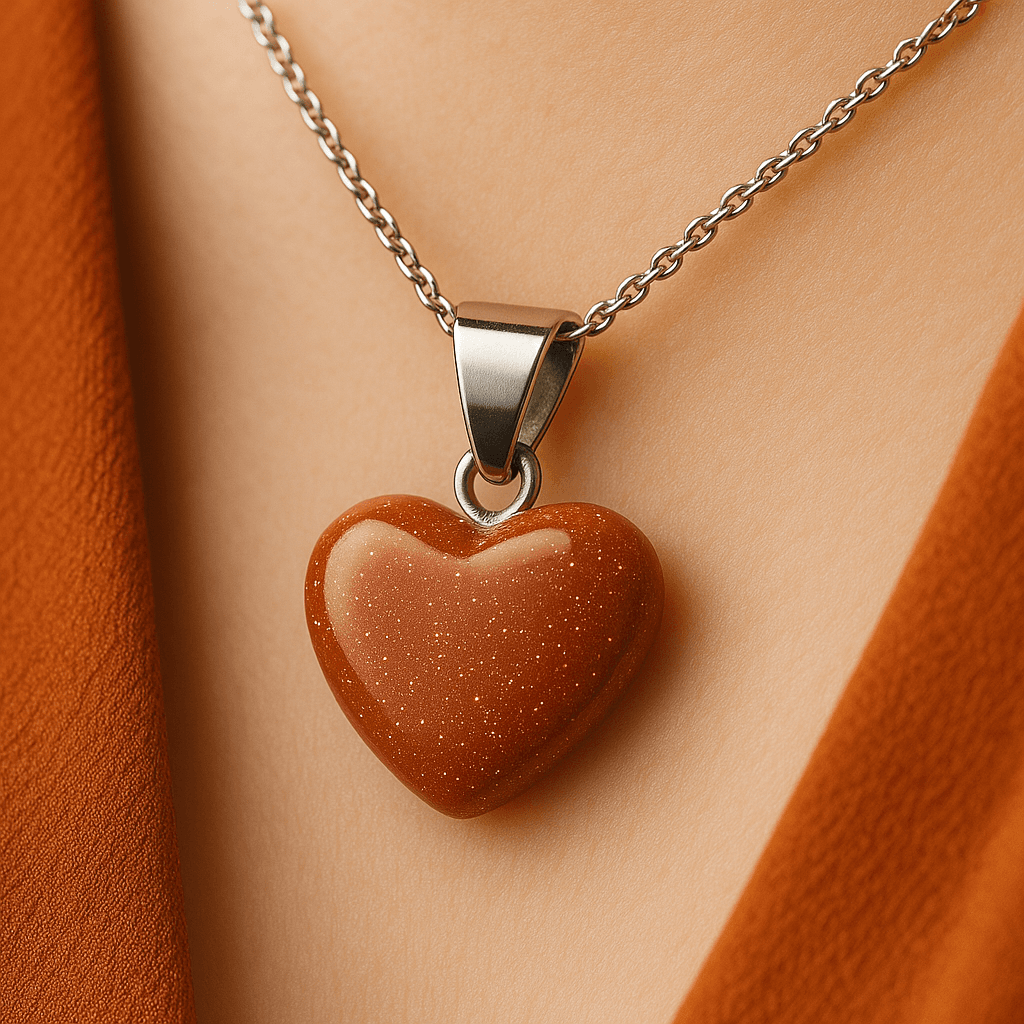 Gold Sandstone Heart Necklace – Stone of Ambition view 2