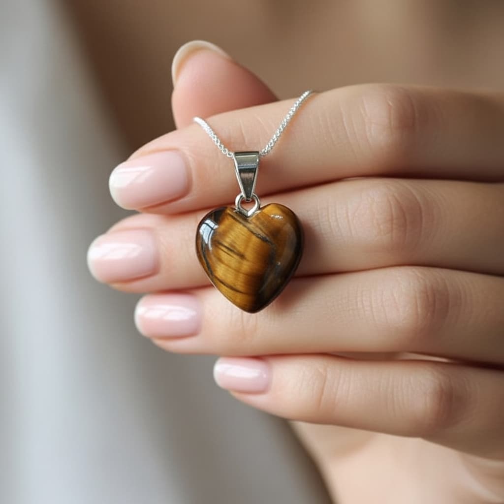 Tiger Eye Heart Necklace – Courage, Focus & Protection view 2