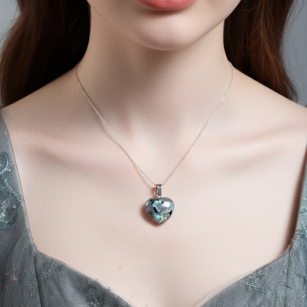 Labradorite Heart Necklace – Stone of Transformation & Intuition