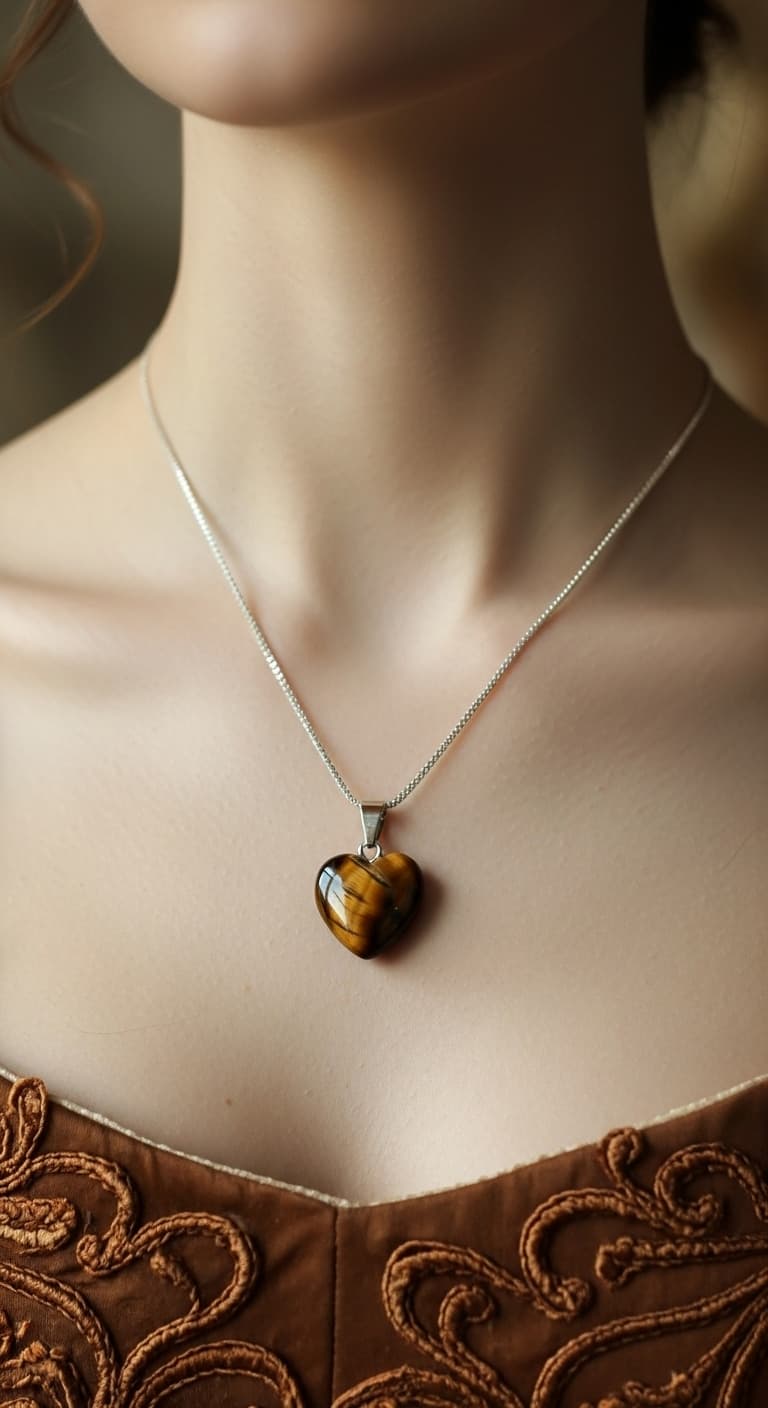 Tiger Eye Heart Necklace – Courage, Focus & Protection view 9