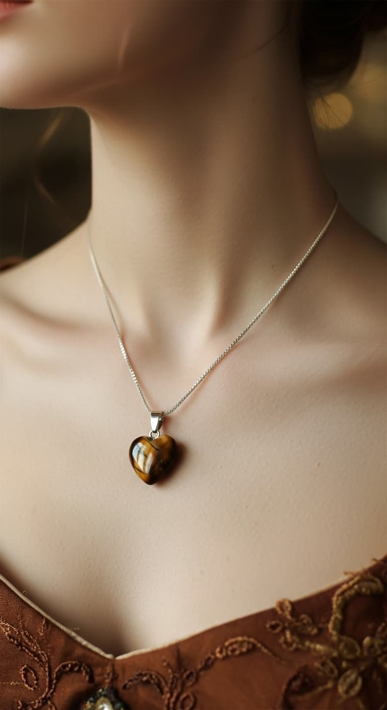 Tiger Eye Heart Necklace – Courage, Focus & Protection view 6