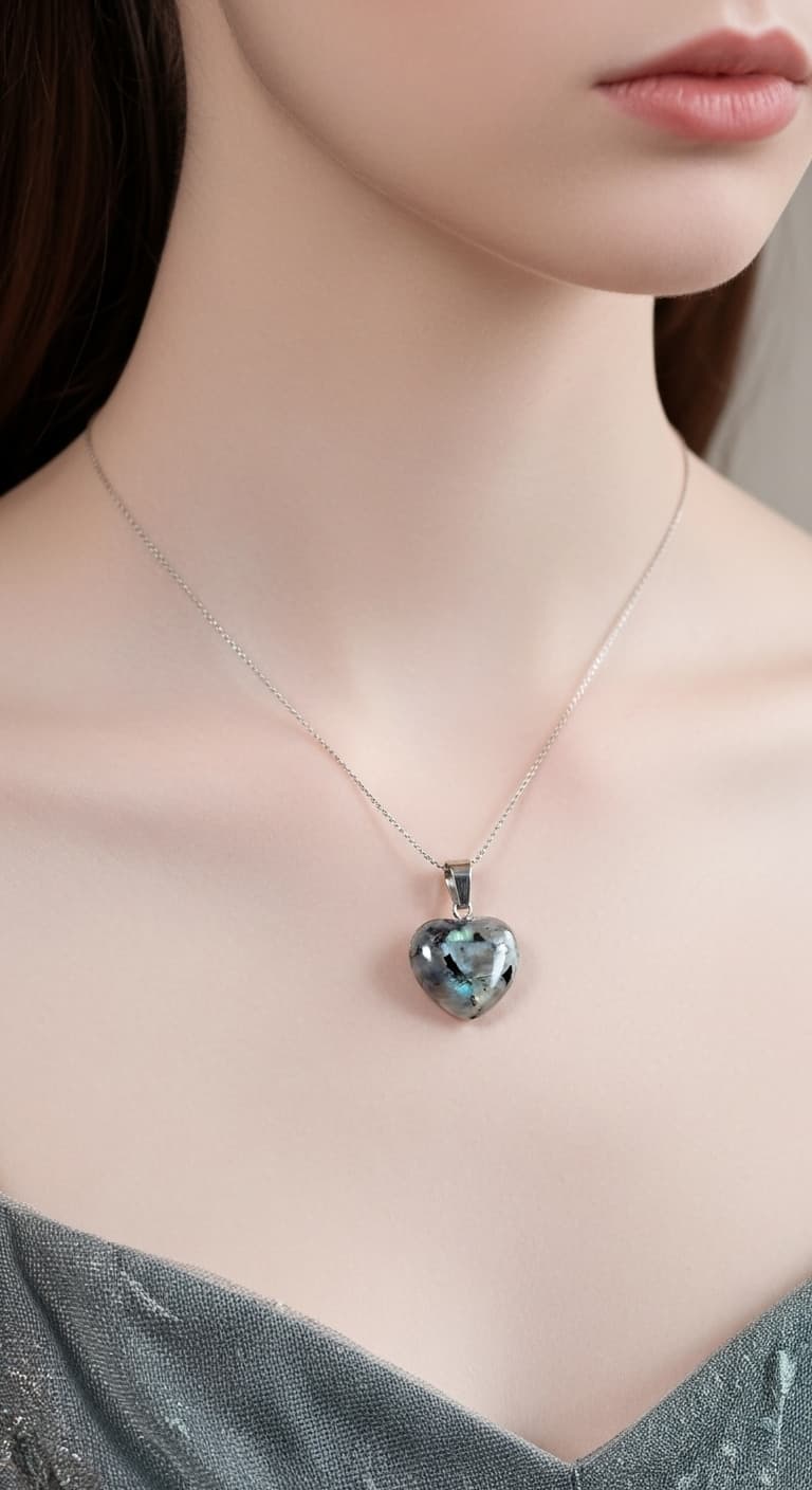 Labradorite Heart Necklace – Stone of Transformation & Intuition view 7