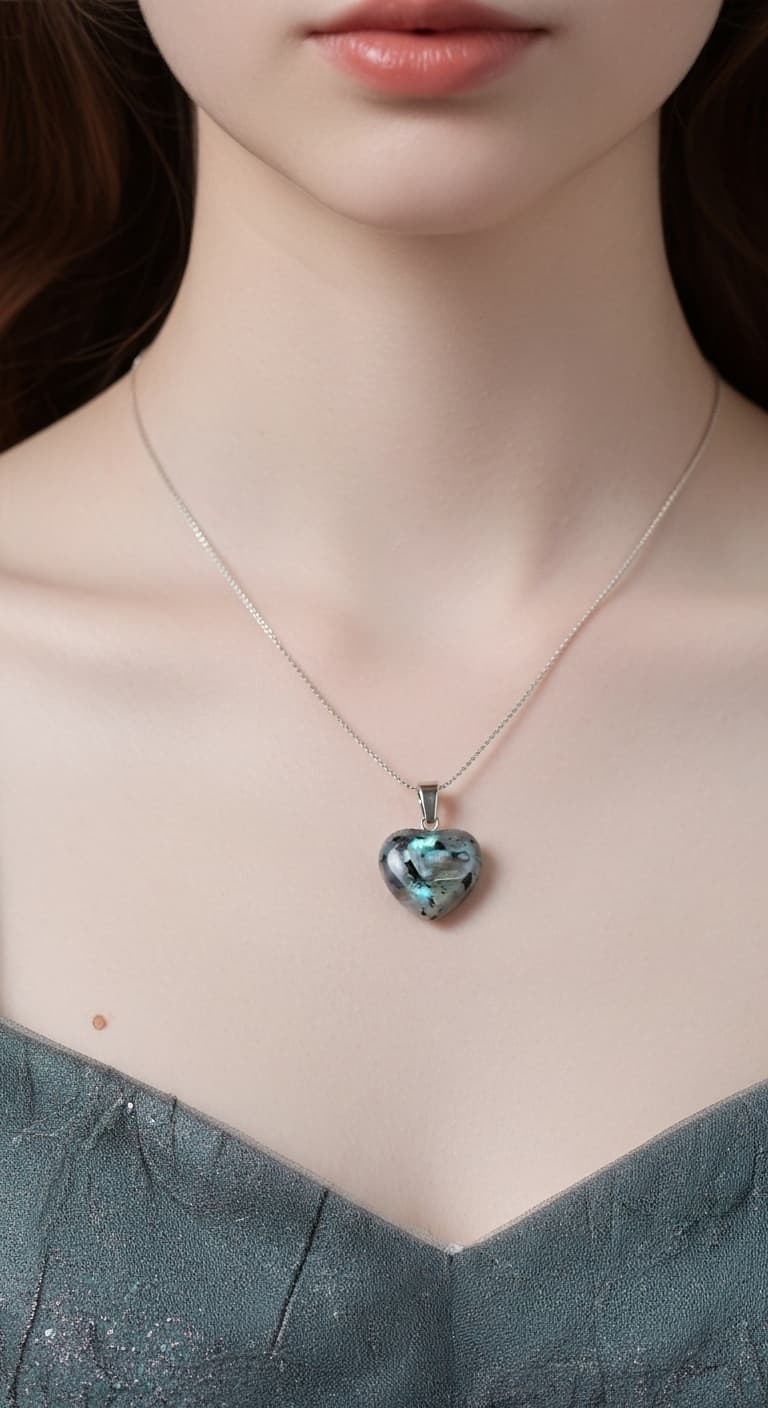 Labradorite Heart Necklace – Stone of Transformation & Intuition view 9