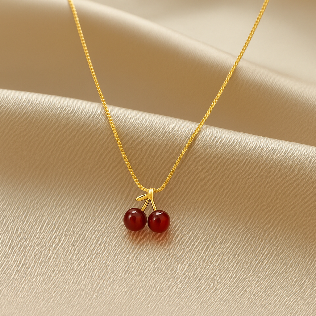 Crimson Bloom Necklace – Cherry-Inspired Jewelry