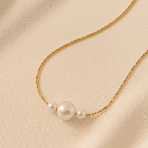Trinity Pearl Necklace – Elegant Gold-Plated Jewelry