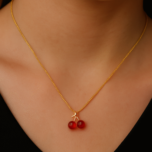Crimson Bloom Necklace – Cherry-Inspired Jewelry