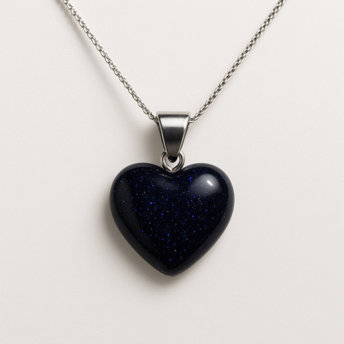 Blue Sandstone Heart Necklace – Stone of Ambition