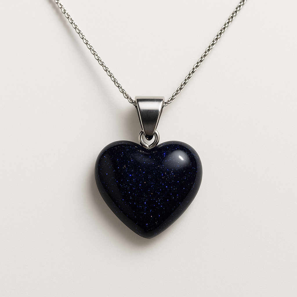Blue Sandstone Heart Necklace – Stone of Ambition