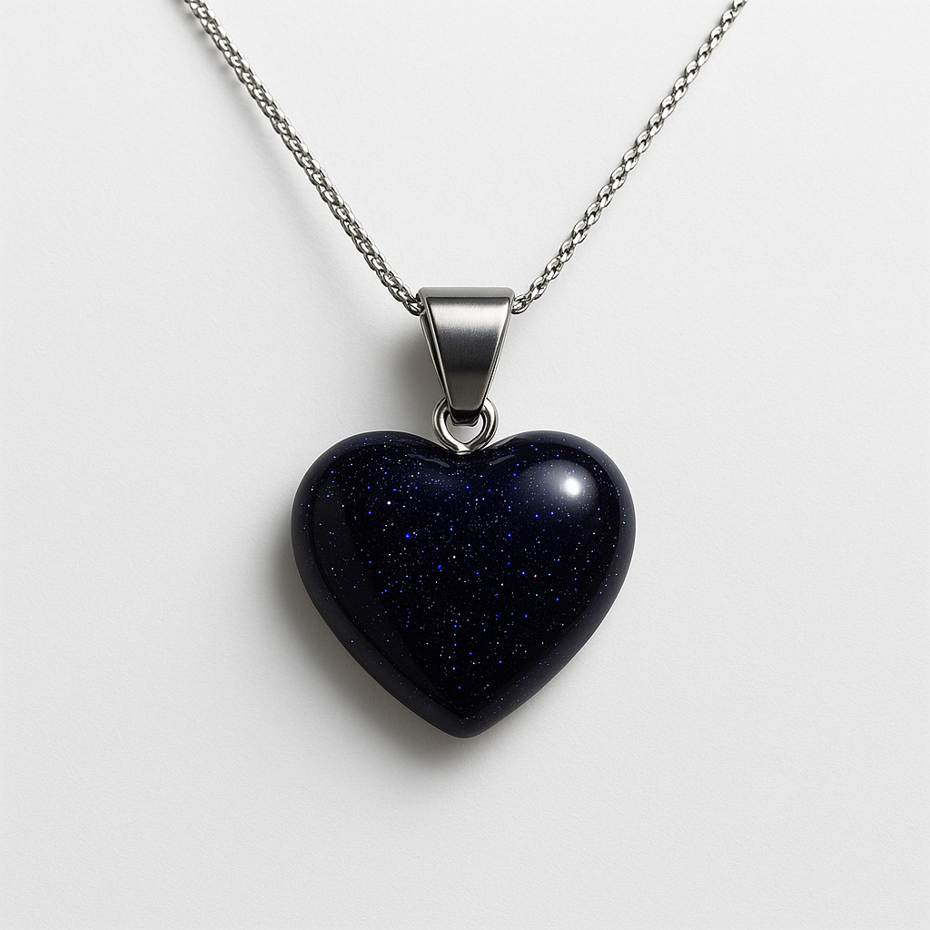 Blue Sandstone Heart Necklace – Stone of Ambition