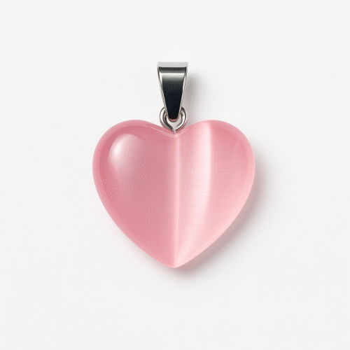 Pink Cat Eye Heart Necklace – Romantic Natural Stone