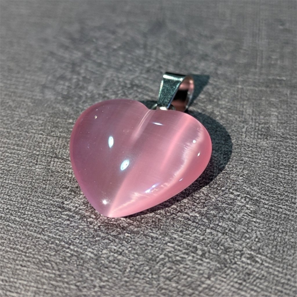 Pink Cat Eye Pendant – Romantic Natural Stone