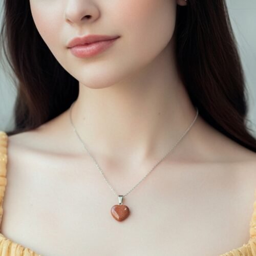 Gold Sandstone Heart Necklace – Stone of Ambition