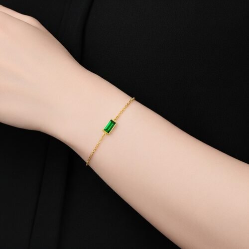Forest Bracelet – Emerald Green Crystal on Gold Stainless Steel