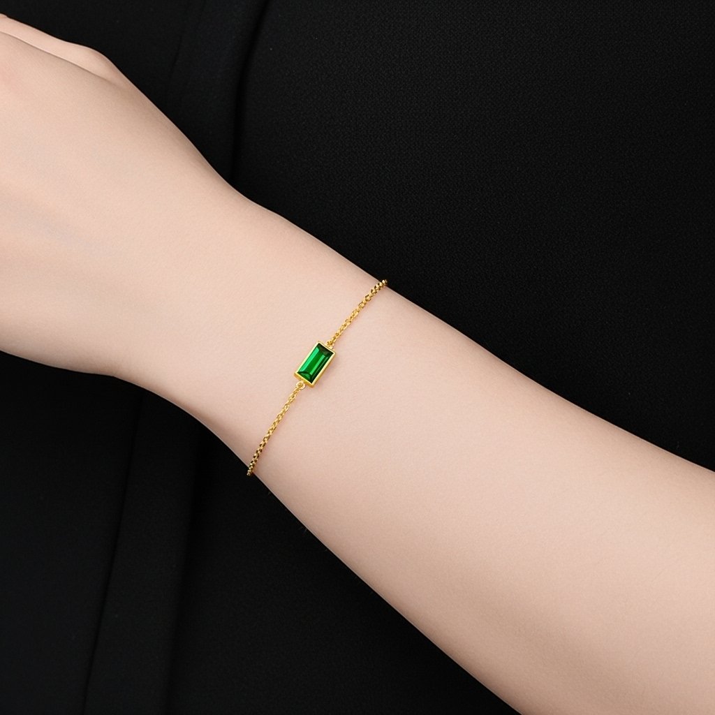 Forest Bracelet – Emerald Green Crystal on Gold Stainless Steel