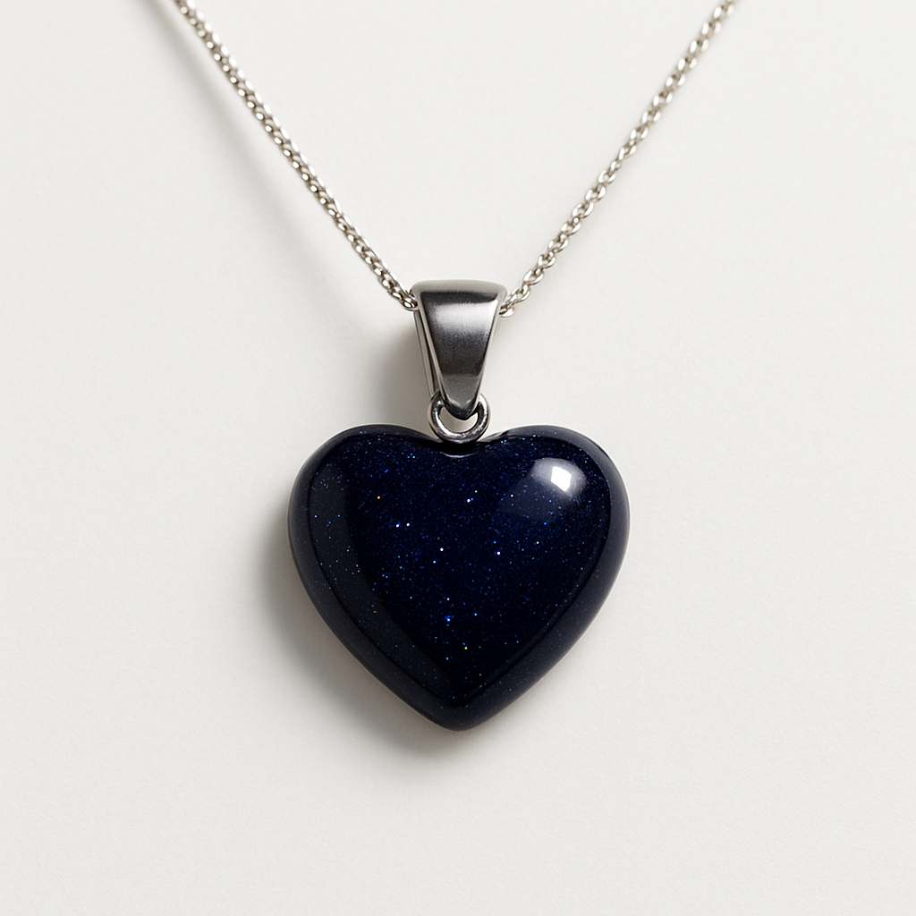 Blue Sandstone Heart Necklace – Stone of Ambition