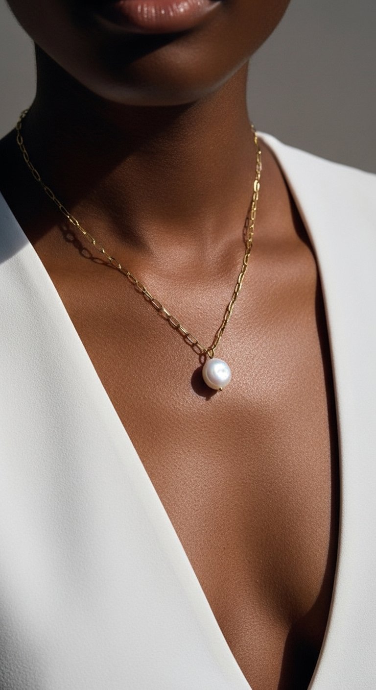 Baroque Pearl Pendant Necklace – Luxury Stainless Steel